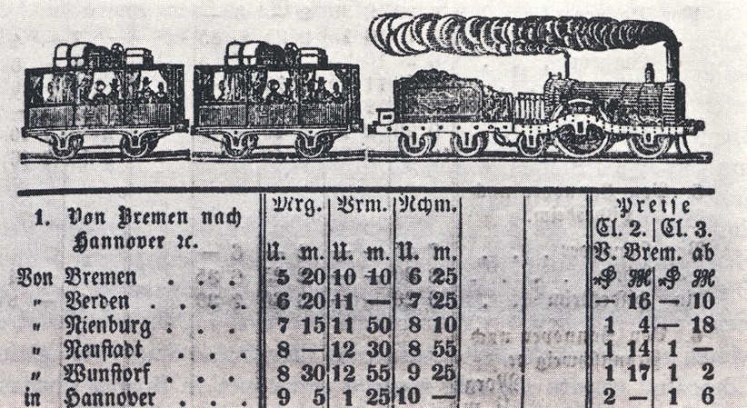 Zivile Preise: Fahrplan der Zugverbindungen nach Hannover. Quelle: Wikicommons