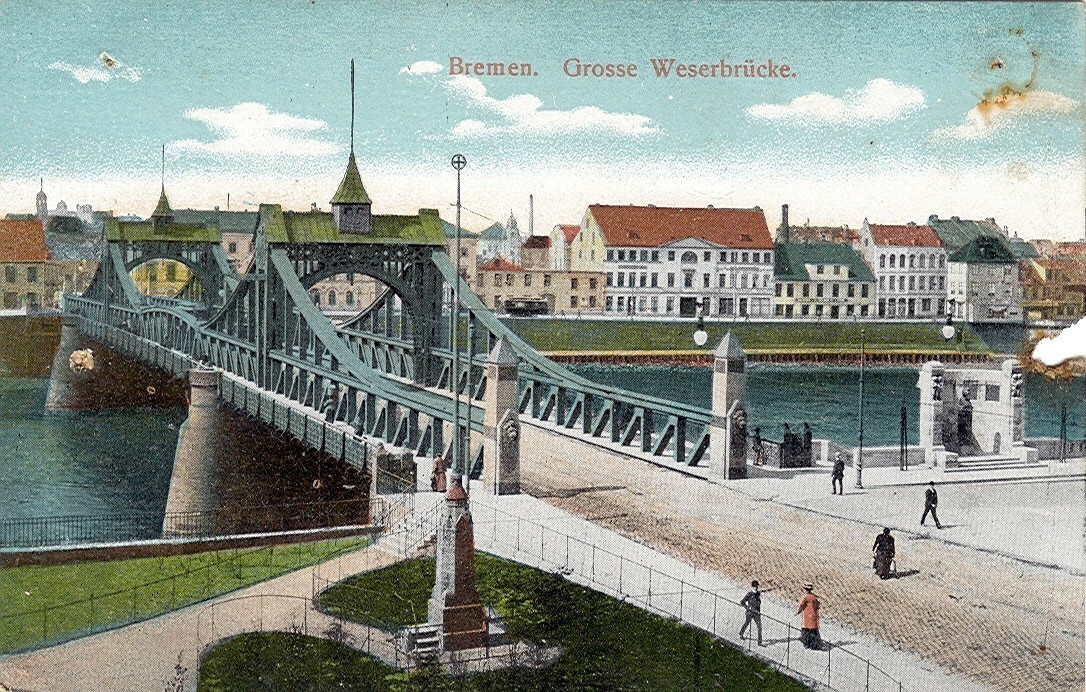 Ein Wahrzeichen der Stadt: die 1895 eröffnete Große Weserbrücke. Quelle: Wikicommons