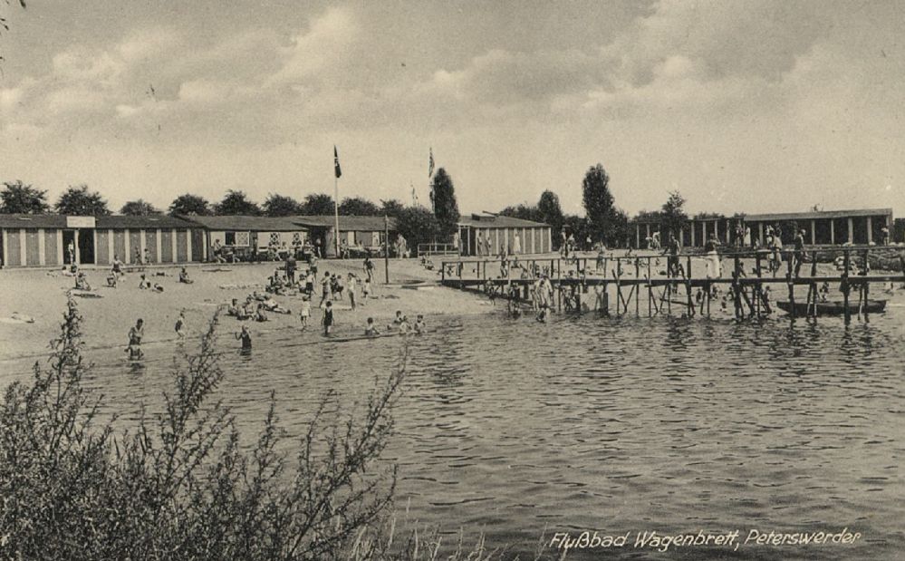 Die Wagenbrettsche Flussbadeanstalt um 1925. Quelle: Staatsarchiv Bremen 