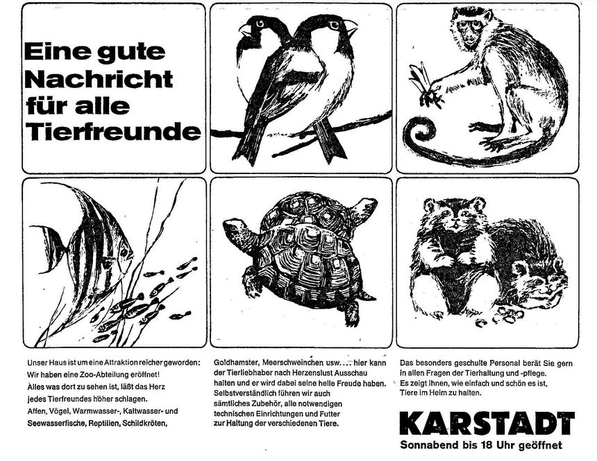 Von einer massiven Werbekampagne begleitet: die Eröffnung des Karstadt-Zoos am 1. April 1965. Quelle: Archiv des Weser-Kuriers