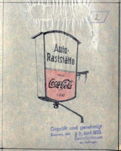 Cola-Werbung, geprüft und genehmigt-Bremen, 27. April 1955. Quelle: Staatarchiv Bremen