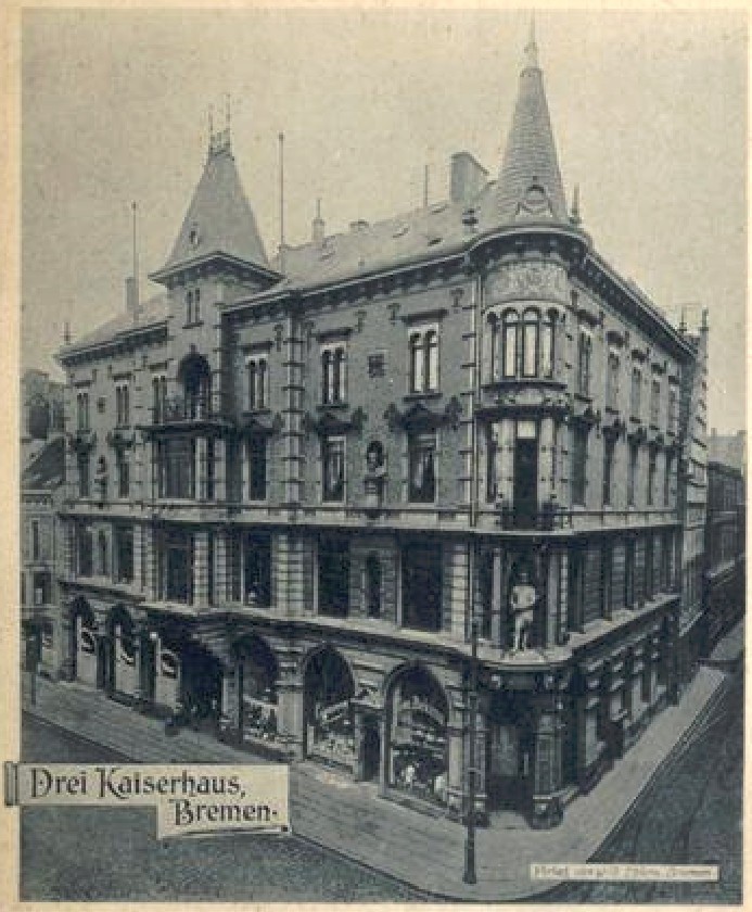Sitz der Motorbrigade 62: Dreikaiserhaus an der General-Ludendorff-Straße 132, zwischen der Molken- und Langenstraße gelegen (1842 angelegt als Georgstraße, von 1938 bis 1945 General-Ludendorff-Straße, seit 1945 Bürgermeister-Smidt-Straße). Quelle: Peter Strotmann 
