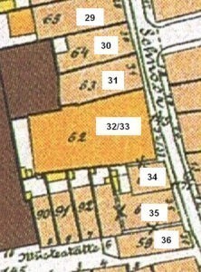 Lageplan um 1900: Schnoor 31 bis 36 Quelle: Staatsarchiv Bremen 