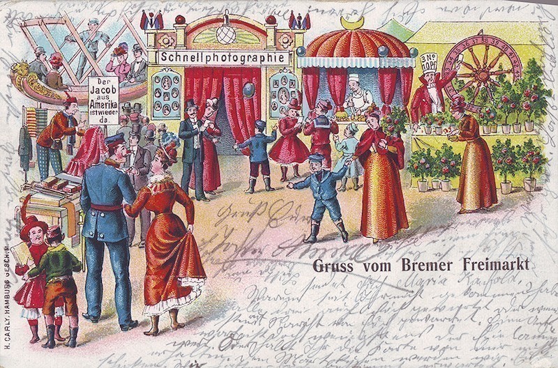 historische Grußkarte vom Bremer Freimaak